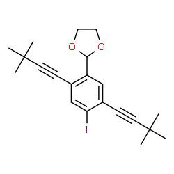 ChemSpider 2D Image | 2-[2,5-Bis(3,3-dimethyl-1-butyn-1-yl)-4-iodophenyl]-1,3-dioxolane | C21H25IO2
