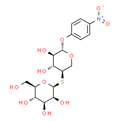 ChemSpider 2D Image | 4-Nitrophenyl 4-S-beta-D-mannopyranosyl-4-thio-beta-D-xylopyranoside | C17H23NO11S