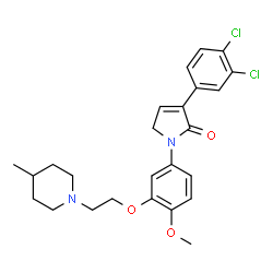 ChemSpider 2D Image | 3-(3,4-Dichlorophenyl)-1-{4-methoxy-3-[2-(4-methyl-1-piperidinyl)ethoxy]phenyl}-1,5-dihydro-2H-pyrrol-2-one | C25H28Cl2N2O3