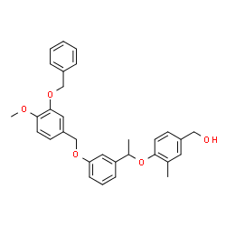 ChemSpider 2D Image | {4-[1-(3-{[3-(Benzyloxy)-4-methoxybenzyl]oxy}phenyl)ethoxy]-3-methylphenyl}methanol | C31H32O5