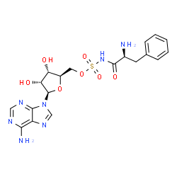 ChemSpider 2D Image | 5'-O-(L-Phenylalanylsulfamoyl)adenosine | C19H23N7O7S