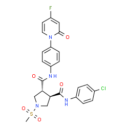 ChemSpider 2D Image | (3R,4R)-N-(4-Chlorophenyl)-N'-[4-(4-fluoro-2-oxo-1(2H)-pyridinyl)phenyl]-1-(methylsulfonyl)-3,4-pyrrolidinedicarboxamide | C24H22ClFN4O5S