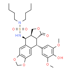 ChemSpider 2D Image | N,N-Dibutyl-N'-[(5S,5aS,8aR,9R)-9-(4-hydroxy-3,5-dimethoxyphenyl)-8-oxo-5,5a,6,8,8a,9-hexahydrofuro[3',4':6,7]naphtho[2,3-d][1,3]dioxol-5-yl]sulfuric diamide | C29H38N2O9S