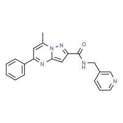ChemSpider 2D Image | 7-Methyl-5-phenyl-N-(3-pyridinylmethyl)pyrazolo[1,5-a]pyrimidine-2-carboxamide | C20H17N5O