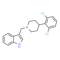 ChemSpider 2D Image | 3-[[4-(2,6-Dichlorophenyl)-1-piperidinyl]methyl]-1H-indole | C20H20Cl2N2