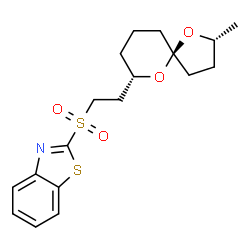ChemSpider 2D Image | 2-({2-[(2R,5R,7S)-2-Methyl-1,6-dioxaspiro[4.5]dec-7-yl]ethyl}sulfonyl)-1,3-benzothiazole | C18H23NO4S2