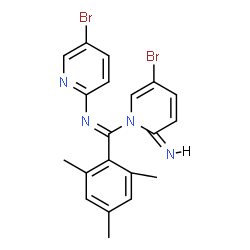 ChemSpider 2D Image | (2E)-5-Bromo-1-[(Z)-[(5-bromo-2-pyridinyl)imino](mesityl)methyl]-2(1H)-pyridinimine | C20H18Br2N4