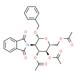 ChemSpider 2D Image | Benzyl 3,4,6-tri-O-acetyl-2-deoxy-2-(1,3-dioxo-1,3-dihydro-2H-isoindol-2-yl)-beta-D-glucopyranoside | C27H27NO10