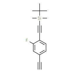 ChemSpider 2D Image | [(4-Ethynyl-2-fluorophenyl)ethynyl](dimethyl)(2-methyl-2-propanyl)silane | C16H19FSi