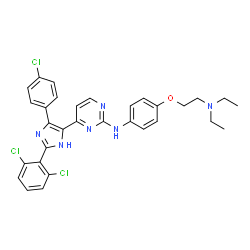 ChemSpider 2D Image | 4-[4-(4-Chlorophenyl)-2-(2,6-dichlorophenyl)-1H-imidazol-5-yl]-N-{4-[2-(diethylamino)ethoxy]phenyl}-2-pyrimidinamine | C31H29Cl3N6O