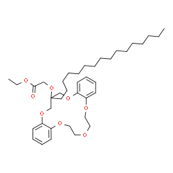 ChemSpider 2D Image | Ethyl [(18-hexadecyl-6,7,9,10,18,19-hexahydro-17H-dibenzo[b,k][1,4,7,10,13]pentaoxacyclohexadecin-18-yl)oxy]acetate | C39H60O8