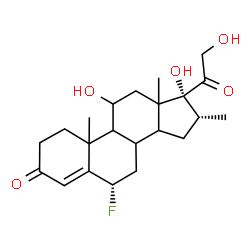 ChemSpider 2D Image | (6alpha,8xi,9xi,10xi,13xi,14xi,16alpha)-6-Fluoro-11,17,21-trihydroxy-16-methylpregn-4-ene-3,20-dione | C22H31FO5