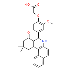 ChemSpider 2D Image | {4-[(5R)-2,2-Dimethyl-4-oxo-1,2,3,4,5,6-hexahydrobenzo[a]phenanthridin-5-yl]-2-methoxyphenoxy}acetic acid | C28H27NO5