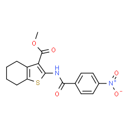 ChemSpider 2D Image | Methyl 2-[(4-nitrobenzoyl)amino]-4,5,6,7-tetrahydro-1-benzothiophene-3-carboxylate | C17H16N2O5S