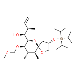 ChemSpider 2D Image | (1S,2R)-1-{(3S,5R,7S,8R,9S,10S)-8-(Methoxymethoxy)-9,10-dimethyl-3-[(triisopropylsilyl)oxy]-1,6-dioxaspiro[4.5]dec-7-yl}-2-methyl-3-buten-1-ol | C26H50O6Si