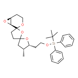 ChemSpider 2D Image | (2-Methyl-2-propanyl){2-[(1S,4''R,5''R,6S)-4''-methyltetrahydro-3''H-dispiro[3,7-dioxabicyclo[4.1.0]heptane-2,2'-furan-5',2''-furan]-5''-yl]ethoxy}diphenylsilane | C30H40O5Si