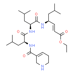 ChemSpider 2D Image | N-(1,2,5,6-Tetrahydro-3-pyridinylcarbonyl)-L-leucyl-N-[(2E,4S)-1-ethoxy-6-methyl-1-oxo-2-hepten-4-yl]-L-leucinamide | C28H48N4O5