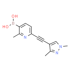 ChemSpider 2D Image | {6-[(1,3-Dimethyl-1H-pyrazol-4-yl)ethynyl]-2-methyl-3-pyridinyl}boronic acid | C13H14BN3O2