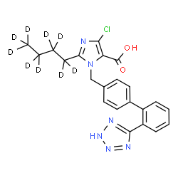 ChemSpider 2D Image | 2-(~2~H_9_)Butyl-4-chloro-1-{[2'-(2H-tetrazol-5-yl)-4-biphenylyl]methyl}-1H-imidazole-5-carboxylic acid | C22H12D9ClN6O2