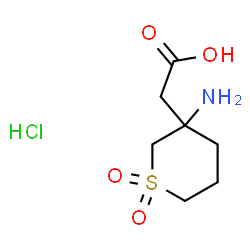 ChemSpider 2D Image | (3-Amino-1,1-dioxidotetrahydro-2H-thiopyran-3-yl)acetic acid hydrochloride (1:1) | C7H14ClNO4S