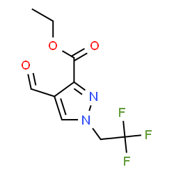 ChemSpider 2D Image | Ethyl 4-formyl-1-(2,2,2-trifluoroethyl)-1H-pyrazole-3-carboxylate | C9H9F3N2O3