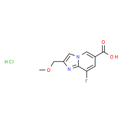 ChemSpider 2D Image | 8-Fluoro-2-(methoxymethyl)imidazo[1,2-a]pyridine-6-carboxylic acid hydrochloride (1:1) | C10H10ClFN2O3