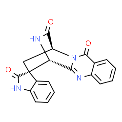 ChemSpider 2D Image | (1'S,3S,12'S)-3'H,15'H-Spiro[indole-3,13'-[2,10,16]triazatetracyclo[10.2.2.0~2,11~.0~4,9~]hexadeca[4,6,8,10]tetraene]-2,3',15'(1H)-trione | C20H14N4O3
