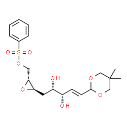 ChemSpider 2D Image | {(2R,3R)-3-[(2S,3S,4E)-5-(5,5-Dimethyl-1,3-dioxan-2-yl)-2,3-dihydroxy-4-penten-1-yl]-2-oxiranyl}methyl benzenesulfonate | C20H28O8S