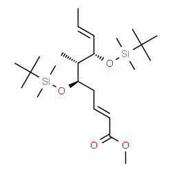 ChemSpider 2D Image | Methyl (2E,5R,6S,7S,8E)-5,7-bis{[dimethyl(2-methyl-2-propanyl)silyl]oxy}-6-methyl-2,8-decadienoate | C24H48O4Si2