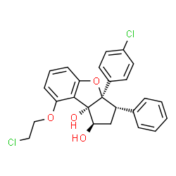 ChemSpider 2D Image | (1R,3S,3aR,8bS)-8-(2-Chloroethoxy)-3a-(4-chlorophenyl)-3-phenyl-1,2,3,3a-tetrahydro-8bH-benzo[b]cyclopenta[d]furan-1,8b-diol | C25H22Cl2O4