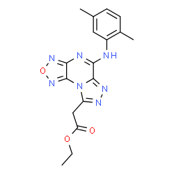 ChemSpider 2D Image | Ethyl {5-[(2,5-dimethylphenyl)amino][1,2,5]oxadiazolo[3,4-e][1,2,4]triazolo[4,3-a]pyrazin-8-yl}acetate | C17H17N7O3