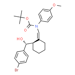 ChemSpider 2D Image | 2-Methyl-2-propanyl [(Z)-{(2R)-2-[(R)-(4-bromophenyl)(hydroxy)methyl]cyclohexylidene}methyl](4-methoxyphenyl)carbamate | C26H32BrNO4