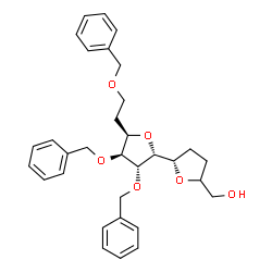 ChemSpider 2D Image | {(2S,2'R,3'R,4'S,5'R)-3',4'-Bis(benzyloxy)-5'-[2-(benzyloxy)ethyl]octahydro-2,2'-bifuran-5-yl}methanol | C32H38O6