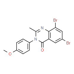 ChemSpider 2D Image | 6,8-Dibromo-3-(4-methoxyphenyl)-2-methyl-4(3H)-quinazolinone | C16H12Br2N2O2