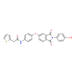 ChemSpider 2D Image | N-(4-{[2-(4-Hydroxyphenyl)-1,3-dioxo-2,3-dihydro-1H-isoindol-5-yl]oxy}phenyl)-2-(2-thienyl)acetamide | C26H18N2O5S