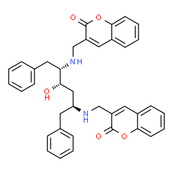 ChemSpider 2D Image | 3-({[(2S,3S,5S)-3-Hydroxy-5-{[(2-oxo-2H-chromen-3-yl)methyl]amino}-1,6-diphenyl-2-hexanyl]amino}methyl)-2H-chromen-2-one | C38H36N2O5