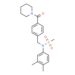 ChemSpider 2D Image | N-(3,4-Dimethylphenyl)-N-[4-(1-piperidinylcarbonyl)benzyl]methanesulfonamide | C22H28N2O3S
