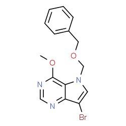 ChemSpider 2D Image | 5-((Benzyloxy)methyl)-7-bromo-4-methoxy-5H-pyrrolo[3,2-d]pyrimidine | C15H14BrN3O2