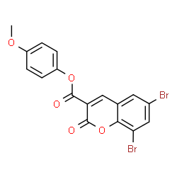 ChemSpider 2D Image | 4-Methoxyphenyl 6,8-dibromo-2-oxo-2H-chromene-3-carboxylate | C17H10Br2O5
