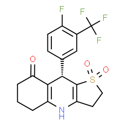 ChemSpider 2D Image | (9S)-9-[4-Fluoro-3-(trifluoromethyl)phenyl]-2,3,5,6,7,9-hexahydrothieno[3,2-b]quinolin-8(4H)-one 1,1-dioxide | C18H15F4NO3S