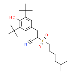 ChemSpider 2D Image | (2E)-3-[4-Hydroxy-3,5-bis(2-methyl-2-propanyl)phenyl]-2-[(5-methylhexyl)sulfonyl]acrylonitrile | C24H37NO3S