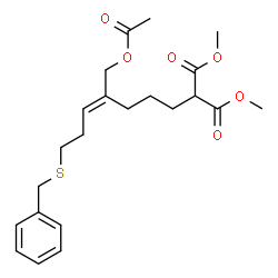 ChemSpider 2D Image | Dimethyl [(4E)-4-(acetoxymethyl)-7-(benzylsulfanyl)-4-hepten-1-yl]malonate | C22H30O6S