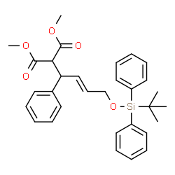 ChemSpider 2D Image | Dimethyl [(2E)-4-{[(2-methyl-2-propanyl)(diphenyl)silyl]oxy}-1-phenyl-2-buten-1-yl]malonate | C31H36O5Si