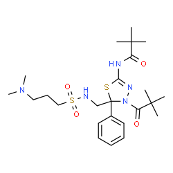 ChemSpider 2D Image | N-{5-[({[3-(Dimethylamino)propyl]sulfonyl}amino)methyl]-4-(2,2-dimethylpropanoyl)-5-phenyl-4,5-dihydro-1,3,4-thiadiazol-2-yl}-2,2-dimethylpropanamide | C24H39N5O4S2