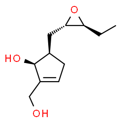 ChemSpider 2D Image | (1S,5R)-5-{[(2S,3S)-3-Ethyl-2-oxiranyl]methyl}-2-(hydroxymethyl)-2-cyclopenten-1-ol | C11H18O3