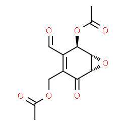 ChemSpider 2D Image | [(1S,5R,6S)-5-Acetoxy-4-formyl-2-oxo-7-oxabicyclo[4.1.0]hept-3-en-3-yl]methyl acetate | C12H12O7