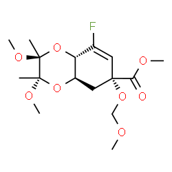 ChemSpider 2D Image | Methyl (2S,3S,4aR,6R,8aS)-8-fluoro-2,3-dimethoxy-6-(methoxymethoxy)-2,3-dimethyl-2,3,4a,5,6,8a-hexahydro-1,4-benzodioxine-6-carboxylate | C16H25FO8