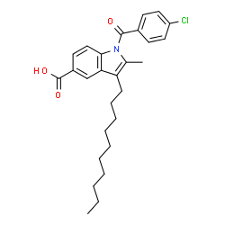 ChemSpider 2D Image | 1-(4-Chlorobenzoyl)-3-decyl-2-methyl-1H-indole-5-carboxylic acid | C27H32ClNO3