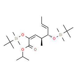 ChemSpider 2D Image | Isopropyl (2E,4S,5S,6E)-2,5-bis{[dimethyl(2-methyl-2-propanyl)silyl]oxy}-4-methyl-2,6-octadienoate | C24H48O4Si2
