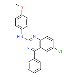 ChemSpider 2D Image | 6-Chloro-N-(4-methoxyphenyl)-4-phenyl-2-quinazolinamine | C21H16ClN3O